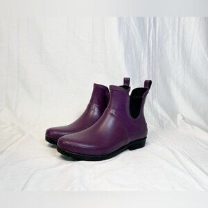 L.L. Bean Womens Purple Slip On Wellie Ankle Rain Boots~11~